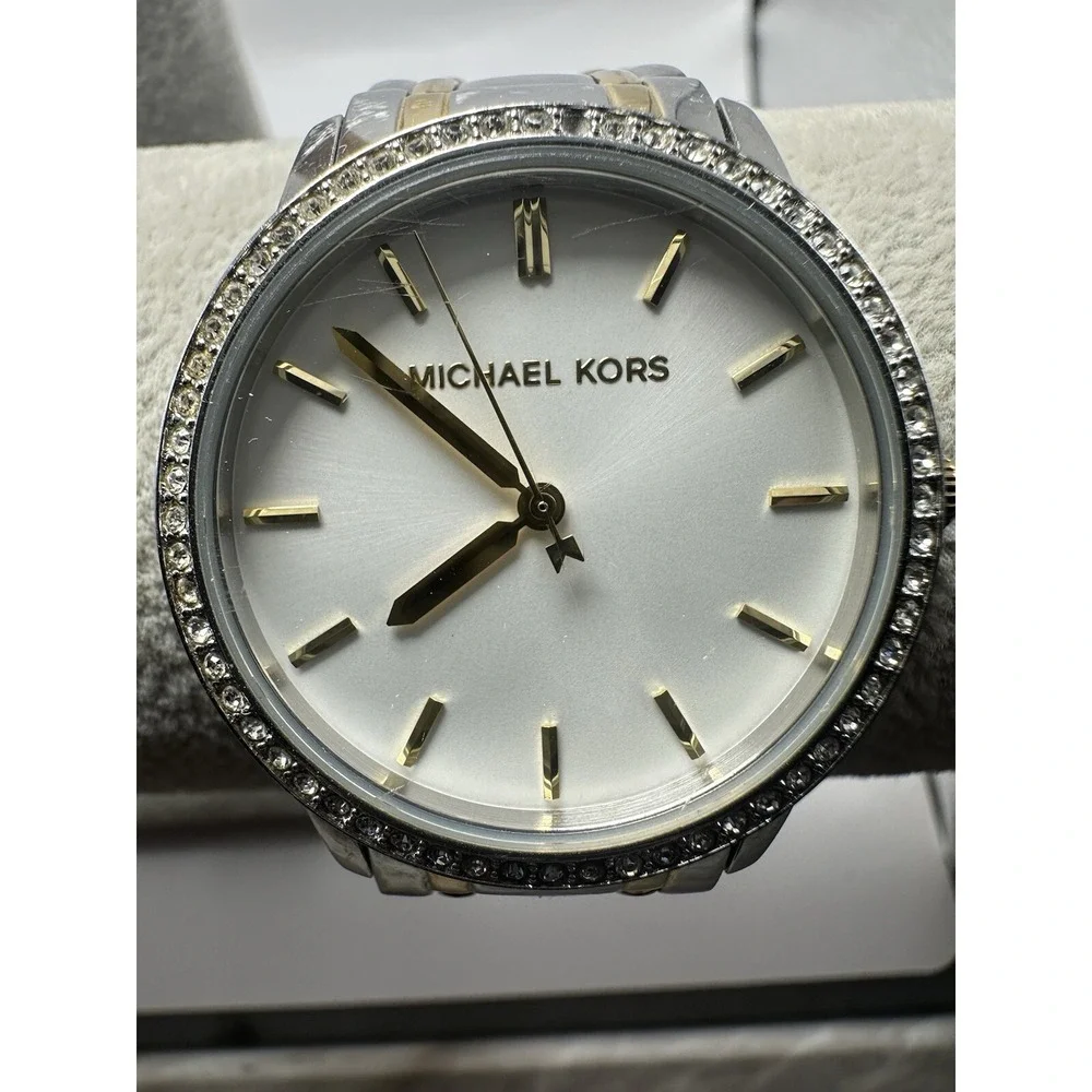 Michael Kors MK3539 Nini Silver Dial Two Tone New Battery 35MM 7